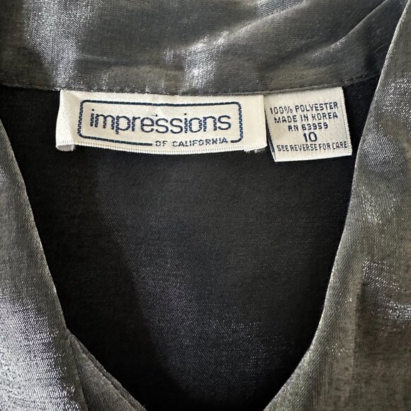 Vintage Impressions of California Metallic Button Down Blouse – Size 10 – Silver - Picture 2 of 4